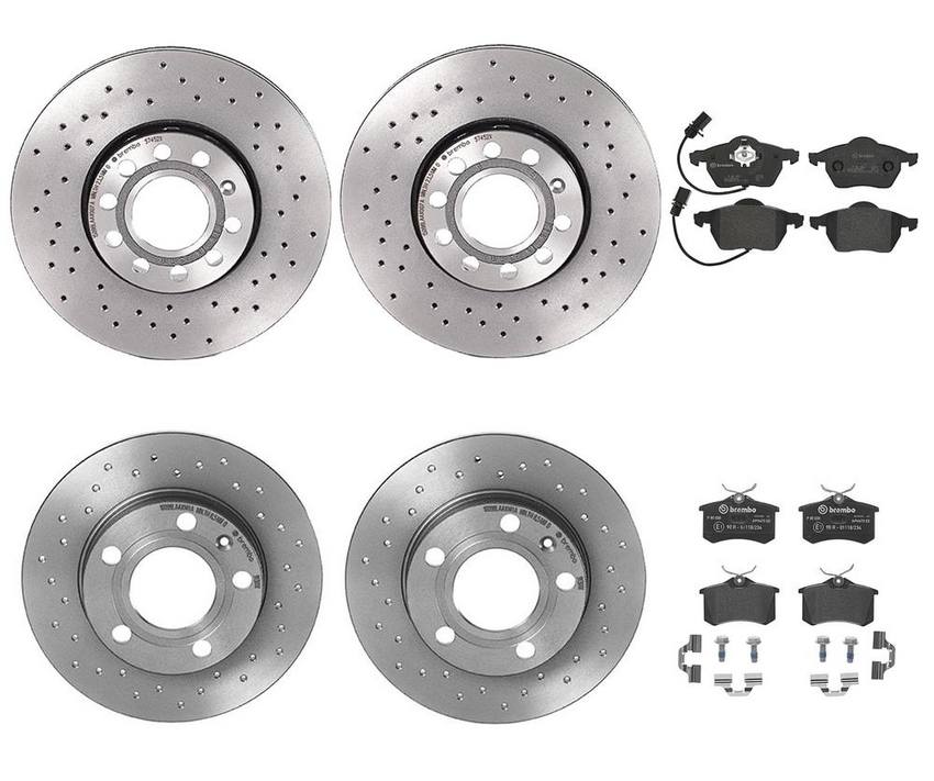 Brembo Brake Pads and Rotors Kit - Front and Rear (288mm/245mm) (Low-Met) (Xtra)